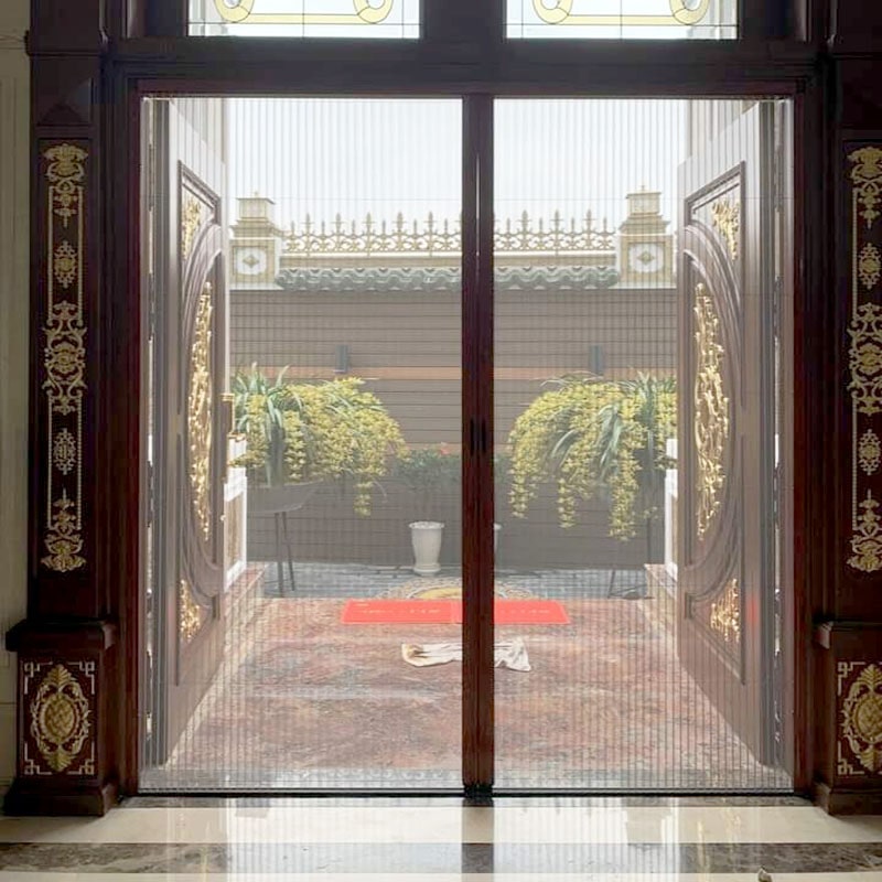 thực tế cửa chống côn trùng hệ xếp lắp cửa chính nhà khách 